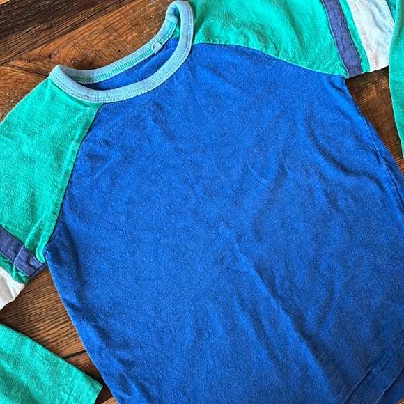 Mini Boden Baseball Tee long sleeve 4-5Y blue/green stripe - Picture 6 of 7